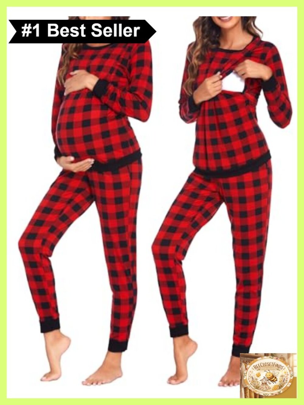 Nursing Thermal Pajama Set Long Sleeve Maternity Breastfeeding Sleepwear